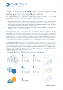 Australian Cities: Expats in Sydney and Melbourne Find It Easy to Get Settled and Enjoy the High Quality of Life