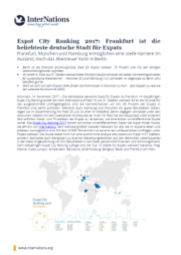 Deutschland: Frankfurt ist die beliebteste deutsche Stadt für Expats