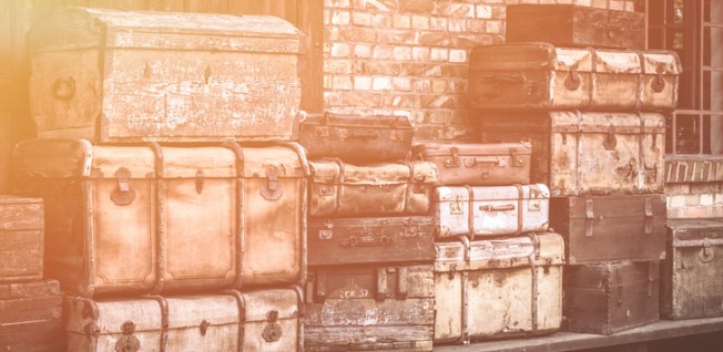 Pile of Vintage Suitcases