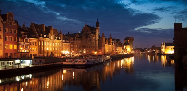 Gdansk waterfront at night